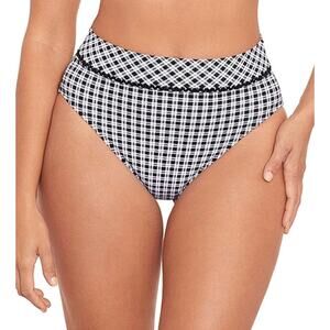 Skinny Dippers by Miraclesuit Black White Sophie High Waist Bikini Bottom M NWT